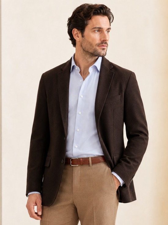 S.C. Soft Other - S.C. Soft Men’s Blazer Santo model Cashmere Wool Silk Brown Chocolate Size 46T